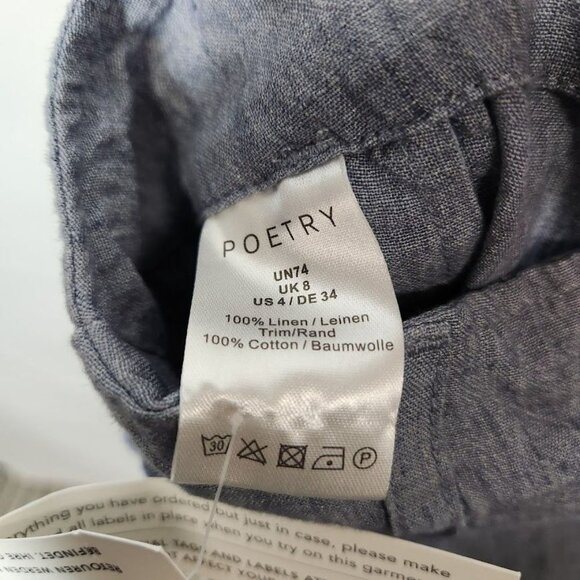Poetry High-twist délavé linen TAPERED TROUSERS in Soft Denim - Size US 4 - Picture 7 of 9